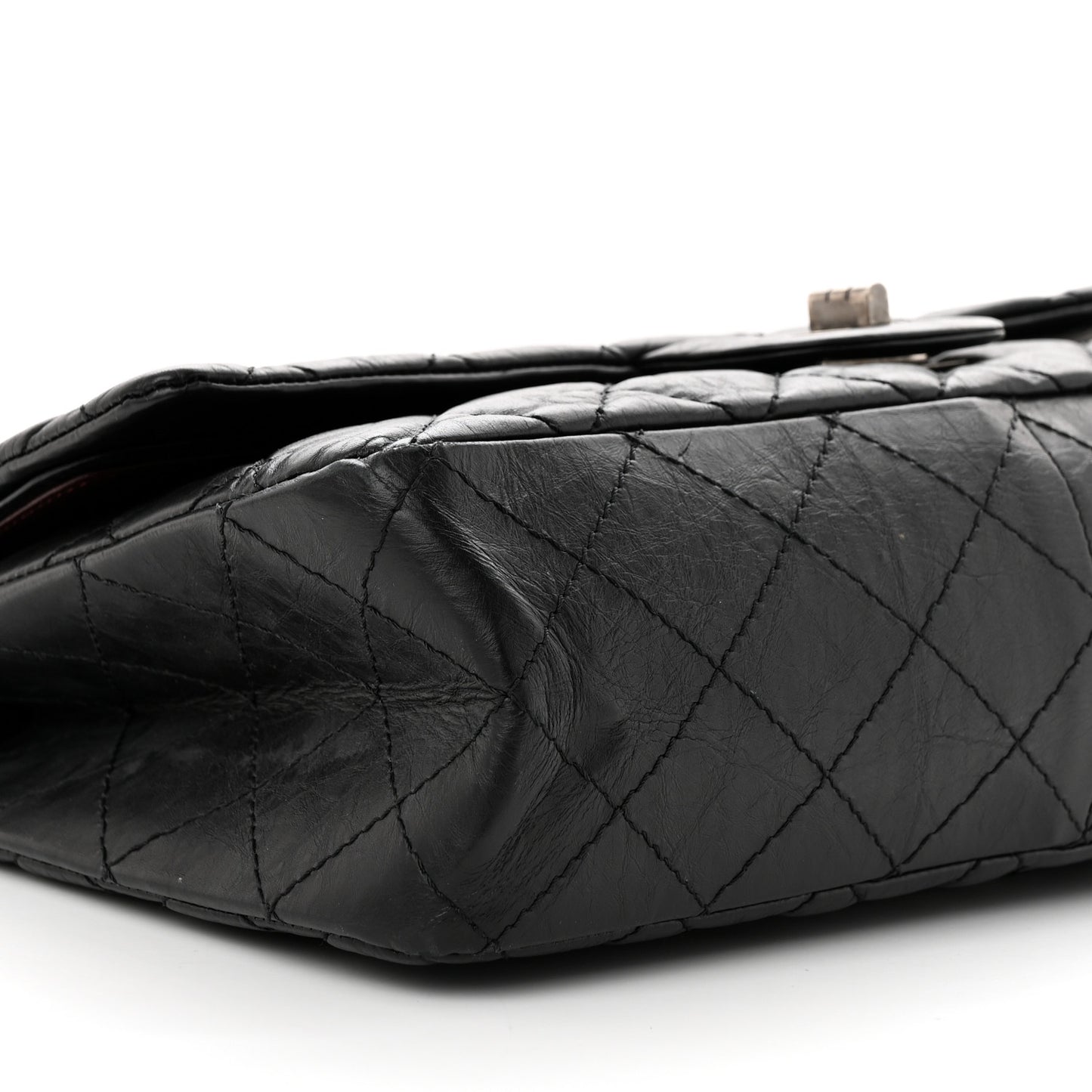 Aged Calfskin Quilted 2.55 Reissue 227 Flap Black