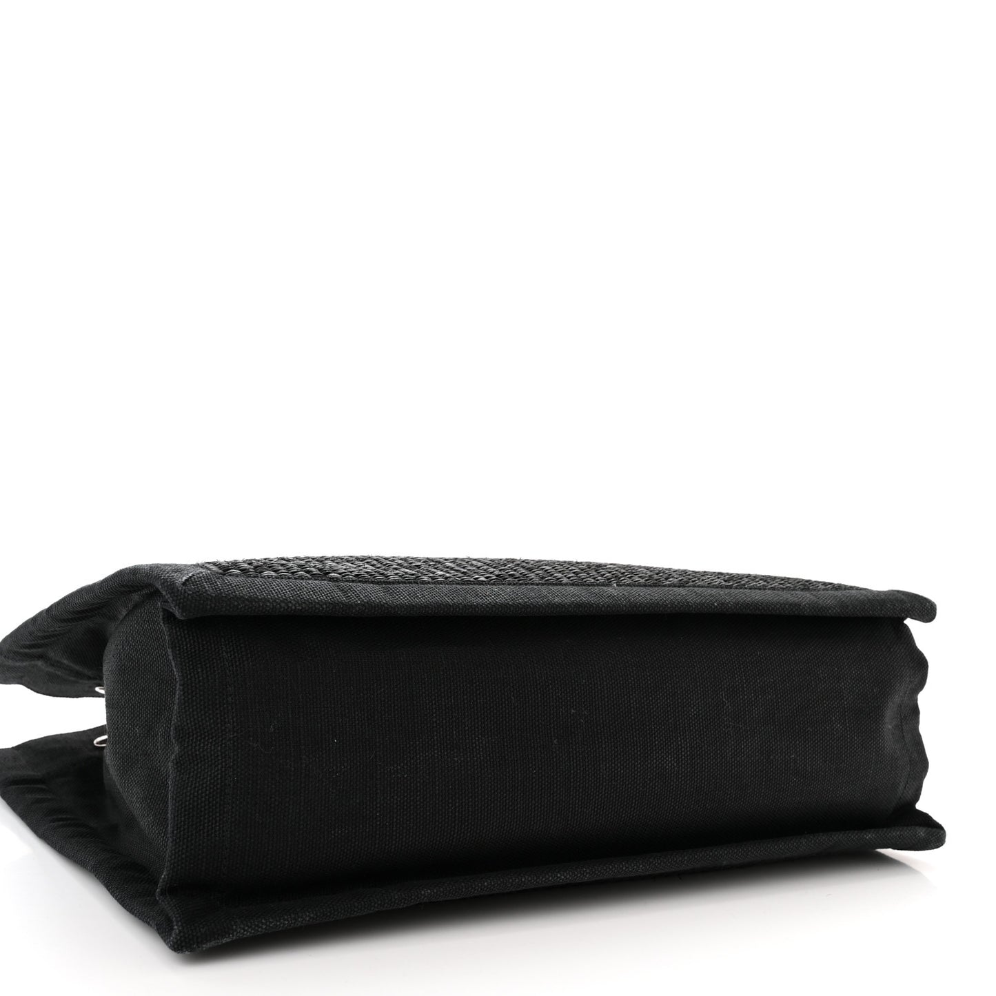 Raffia Linen Calfskin Small Rive Gauche Tote Black