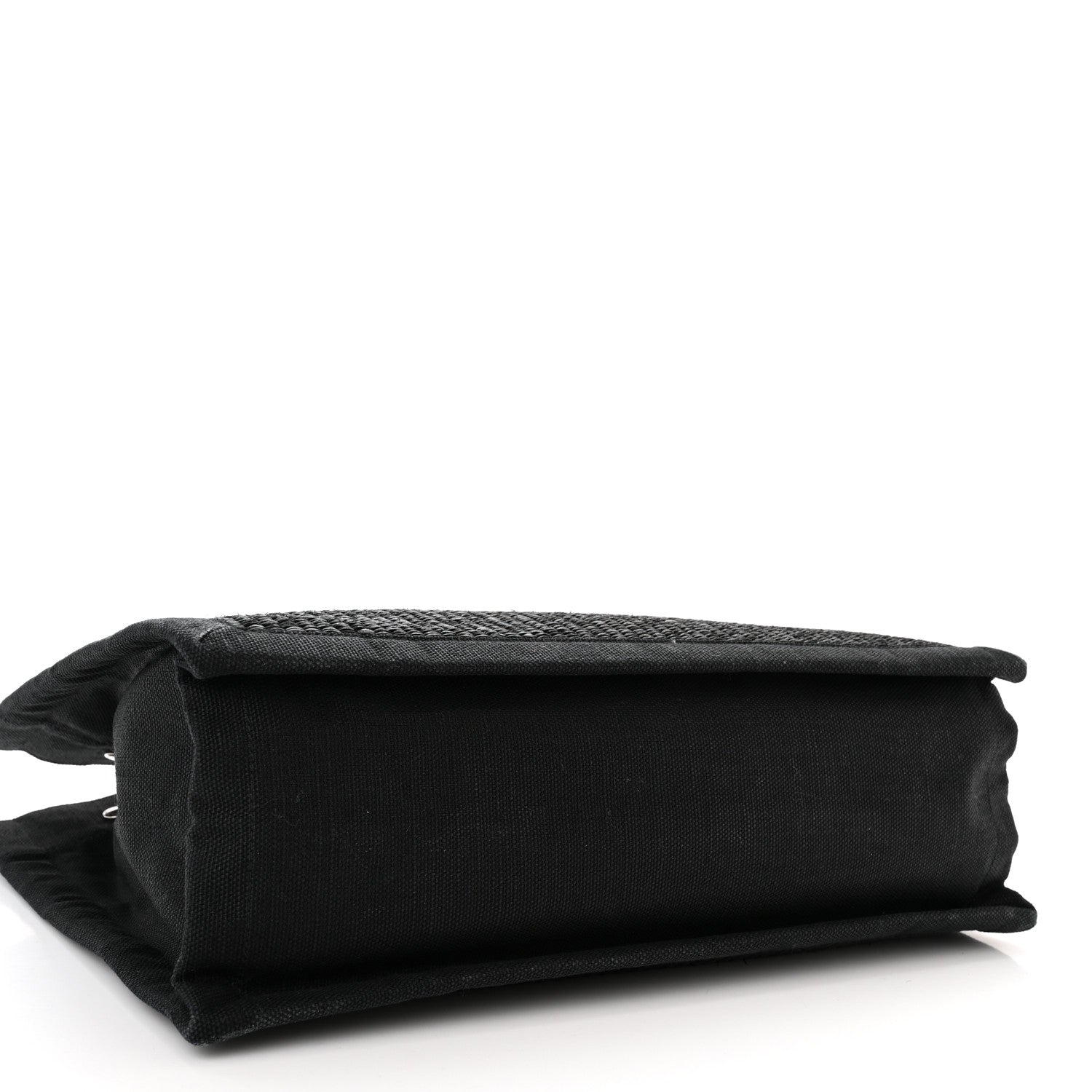 Saint Laurent Raffia Linen Calfskin Small Rive Gauche Tote Black 4 of 10