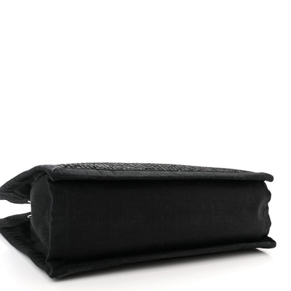 Saint Laurent Raffia Linen Calfskin Small Rive Gauche Tote Black 4 of 10