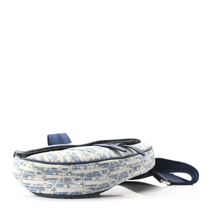 Christian Dior Denim Jacquard Oblique Kasuri Mens Saddle Bag Kasuri Blue White 3 of 9