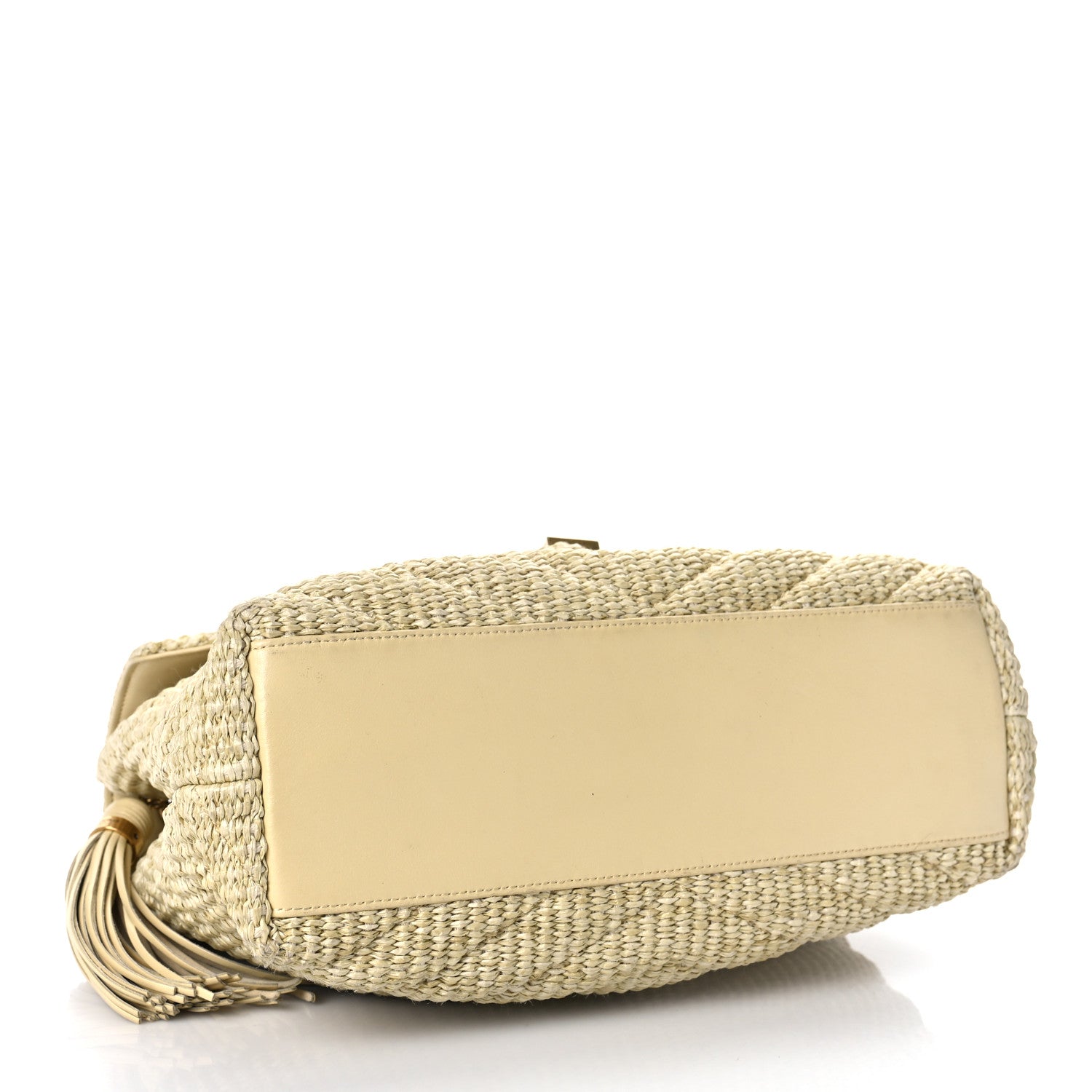 Saint Laurent Straw Matelasse Chevron Monogram Large College Satchel Natural 4 of 12