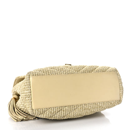 Saint Laurent Straw Matelasse Chevron Monogram Large College Satchel Natural 4 of 12
