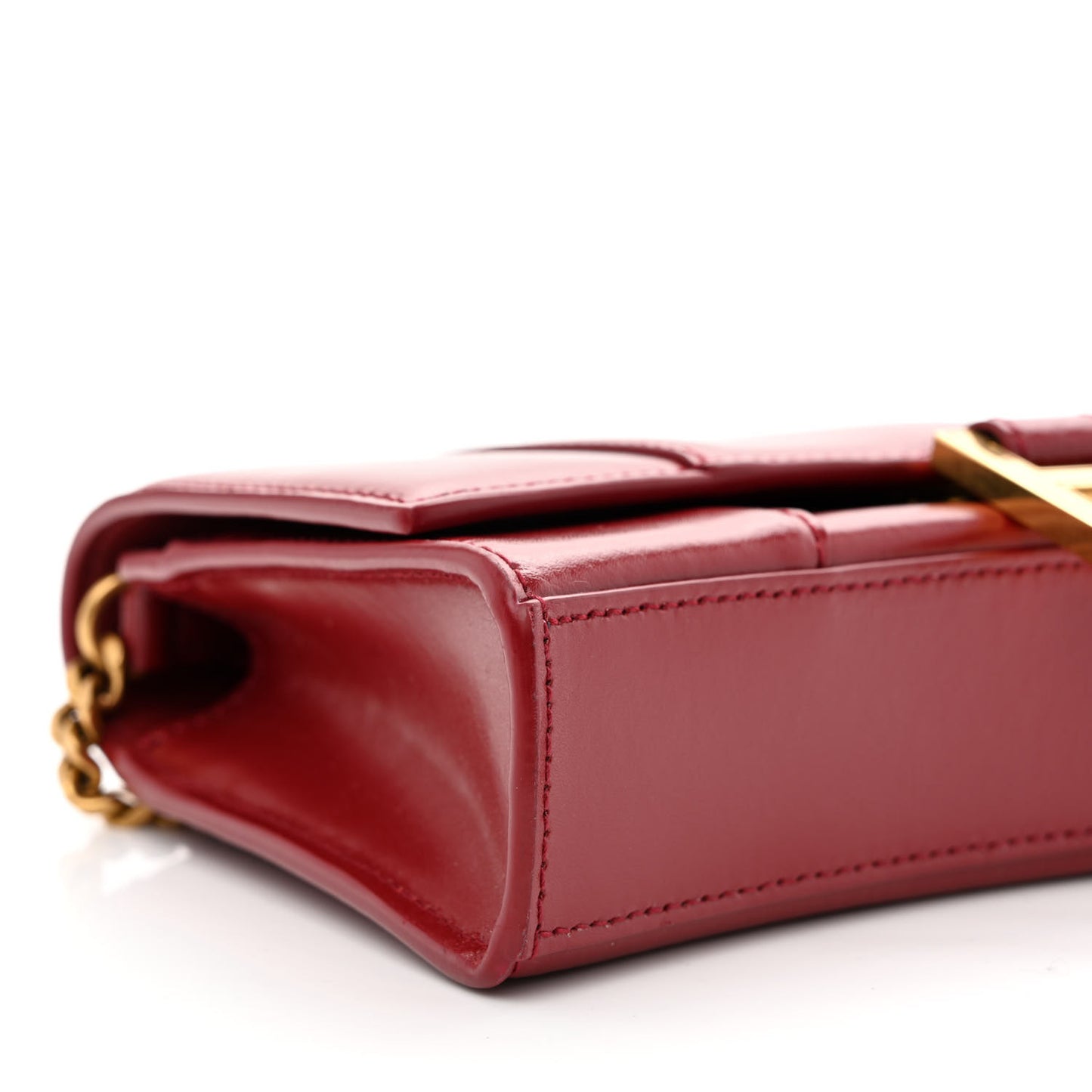 Shiny Box Calfskin Hourglass Chain Bag Bright Red