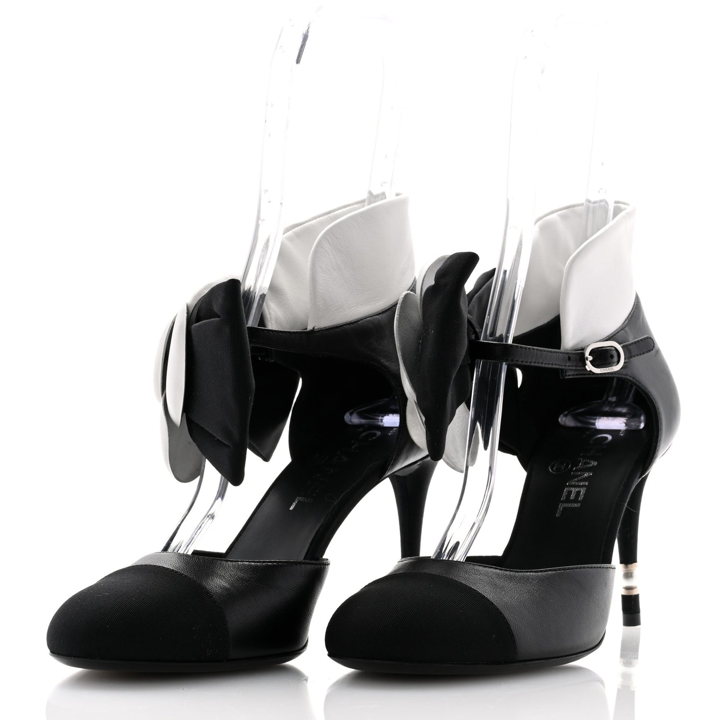 Lambskin Grosgrain Cap Toe Camellia Mary Jane Platform Pumps 39 Black