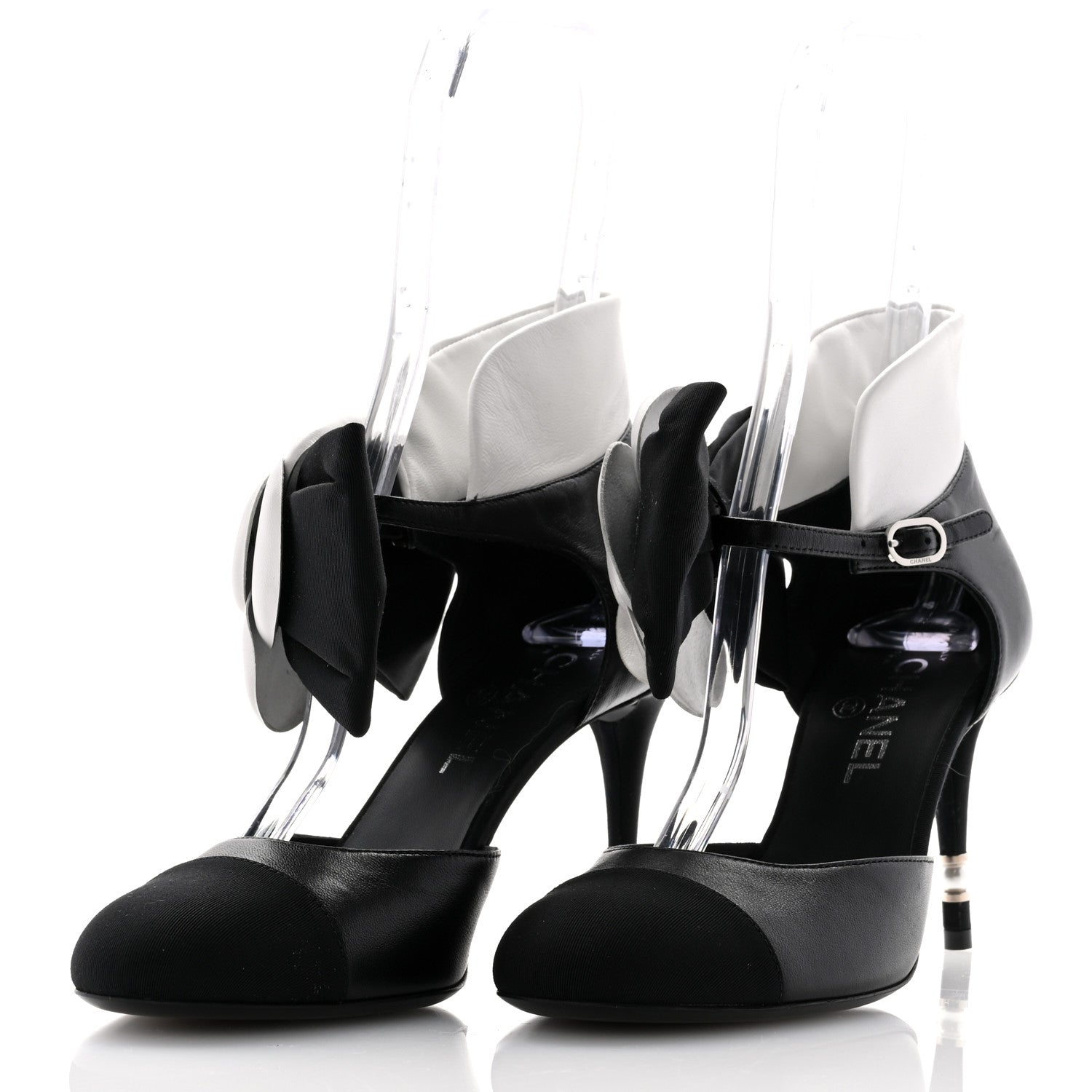 Chanel Lambskin Grosgrain Cap Toe Camellia Mary Jane Platform Pumps 39 Black 3 of 10
