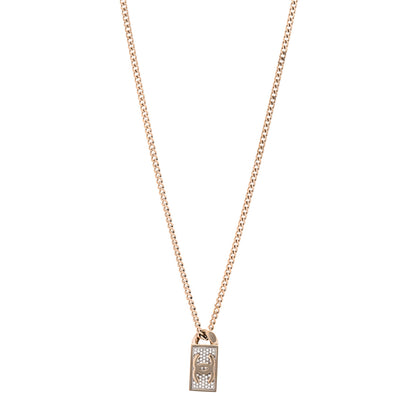 Chanel Crystal Dog Tag Charm Necklace Gold 1 of 6