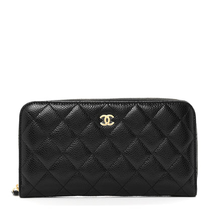 Chanel Caviar Quilted Large Gusset Zip Around Wallet Black 1 of 10