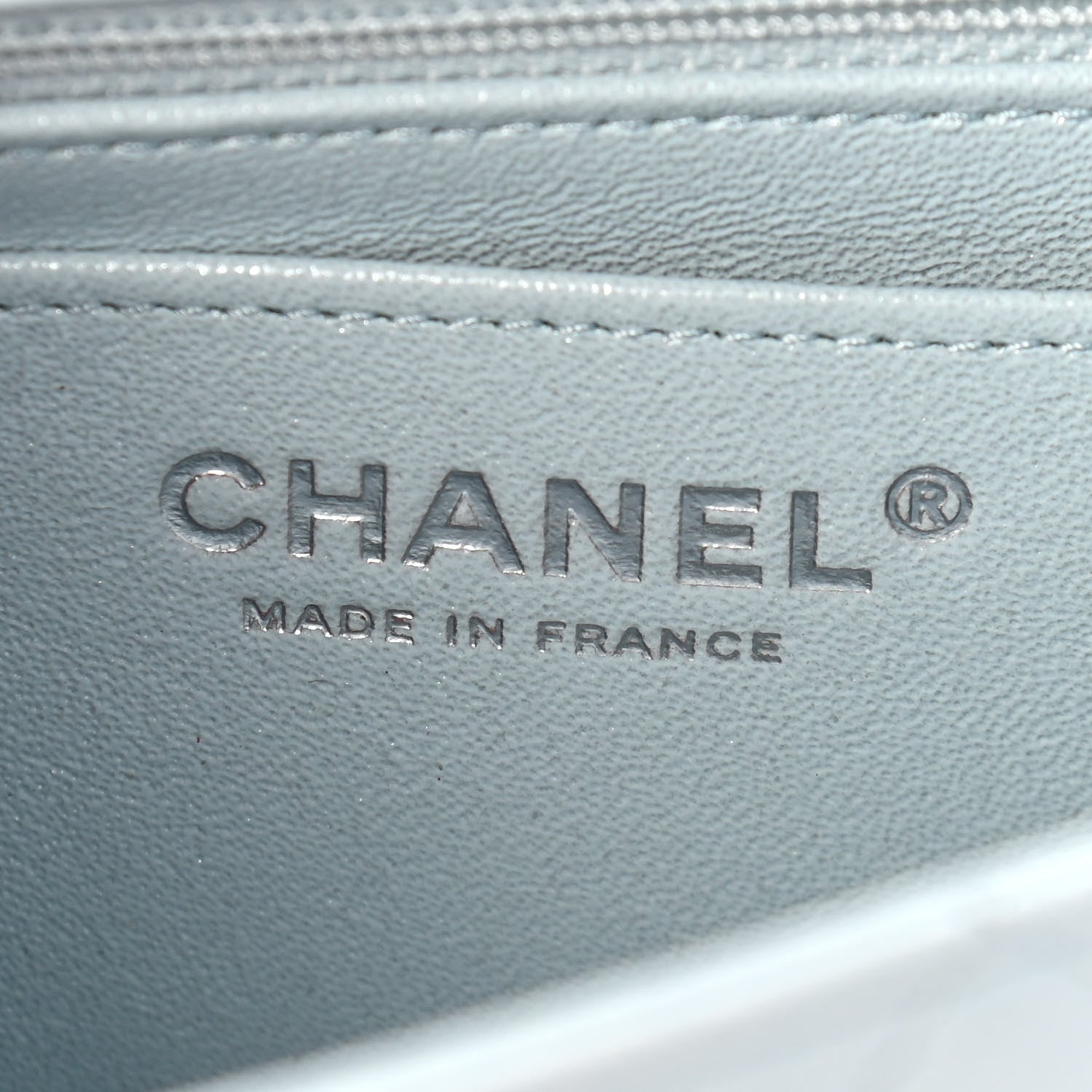 Chanel Perforated Lambskin Quilted Mini Rectangular Flap Light Blue Light Purple White 5 of 8