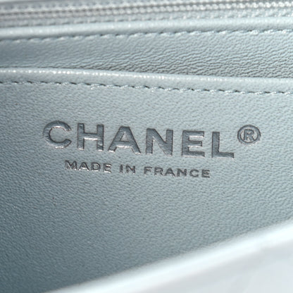 Chanel Perforated Lambskin Quilted Mini Rectangular Flap Light Blue Light Purple White 5 of 8
