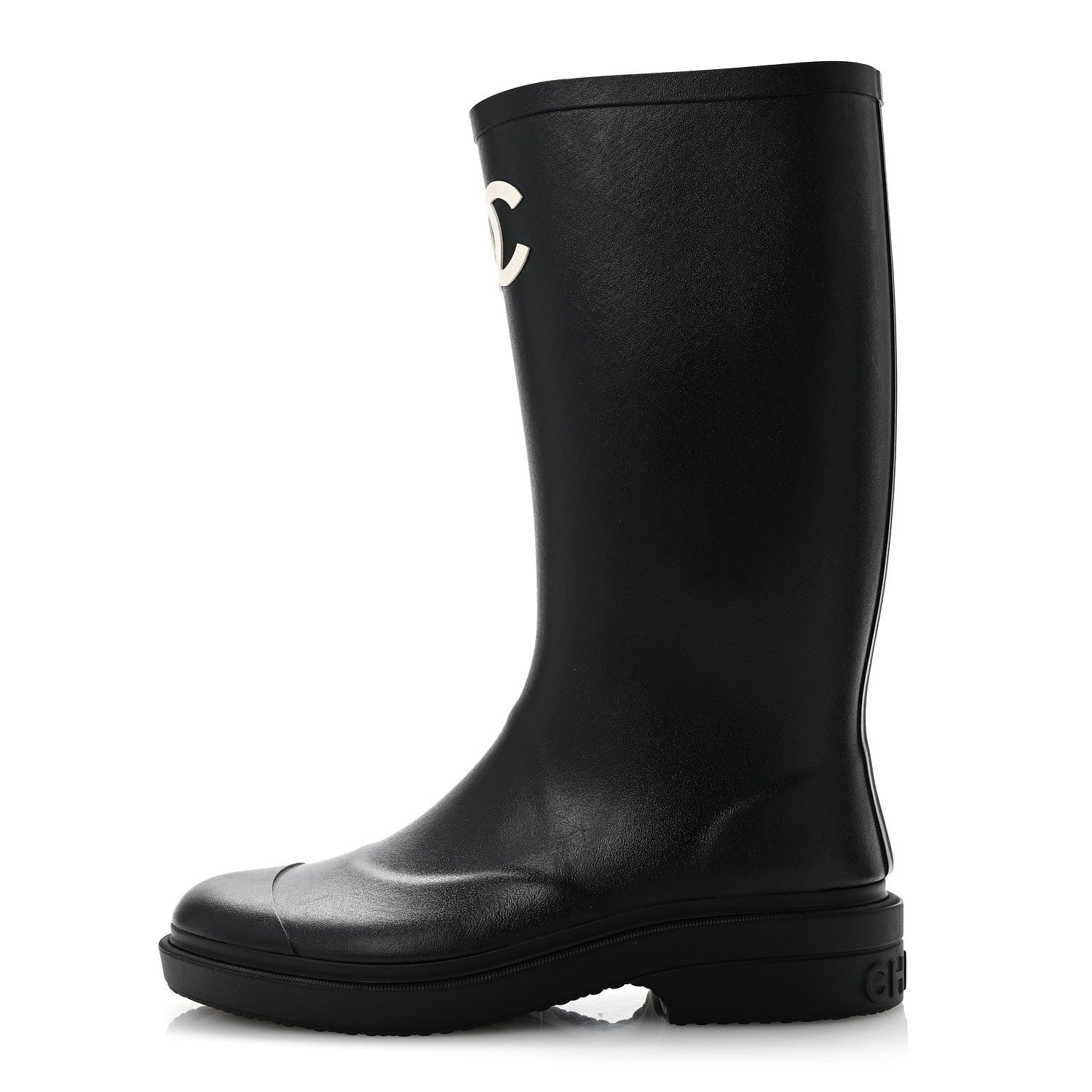 Chanel Caoutchouk CC High Boots 37 Black 1 of 10