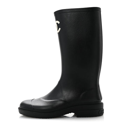 Chanel Caoutchouk CC High Boots 37 Black 1 of 10