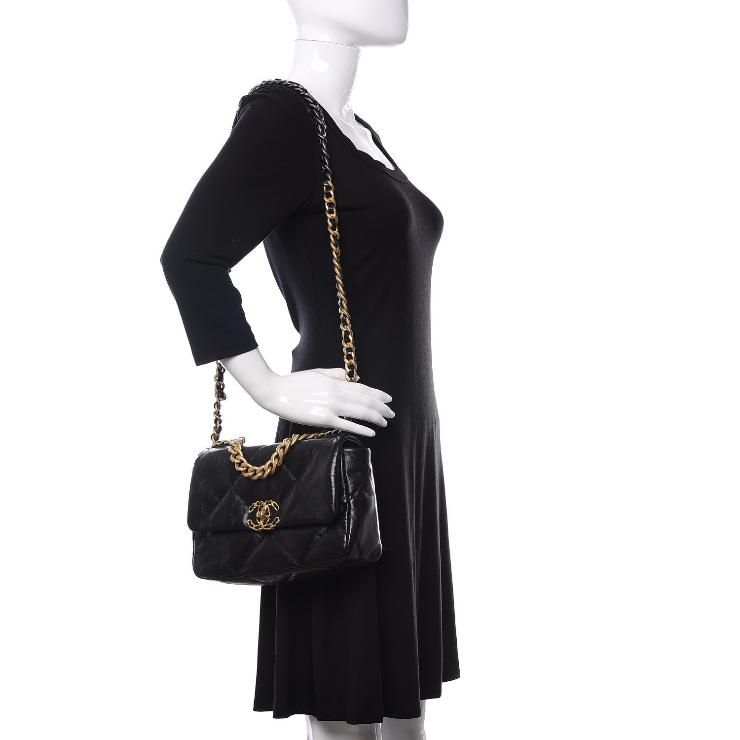Chanel Lambskin Quilted Medium 19 Flap Black 2 of 11
