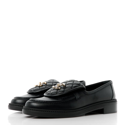 Chanel Lambskin Quilted CC Turnlock Loafers 38.5 Black 3 of 10