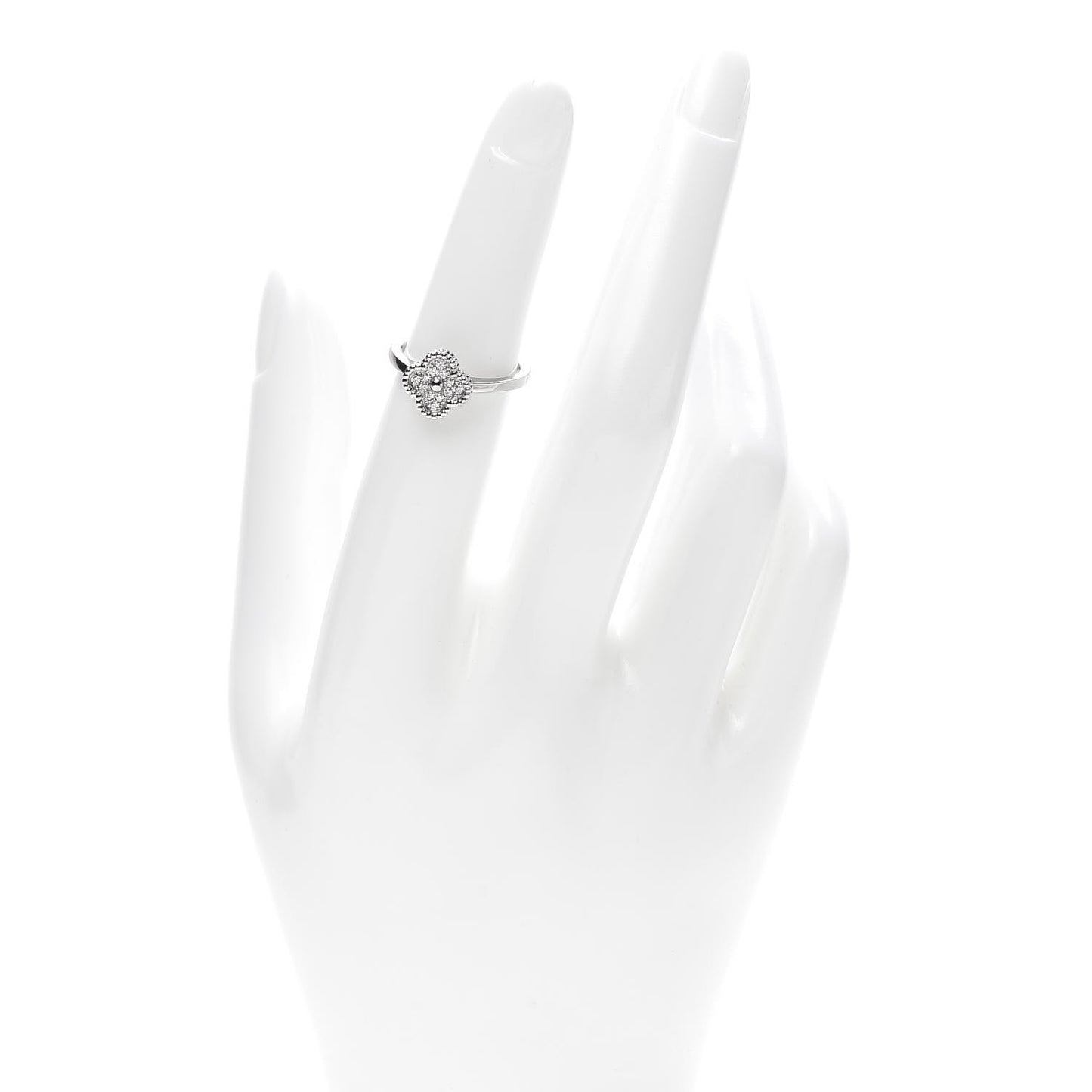 18K White Gold Diamond Sweet Alhambra Ring 50 5.25