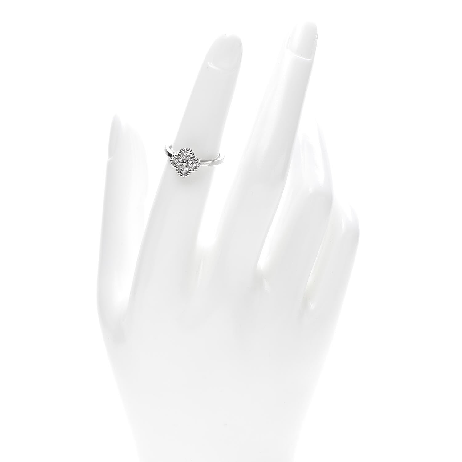 Van Cleef & Arpels 18K White Gold Diamond Sweet Alhambra Ring 50 5.25 2 of 7