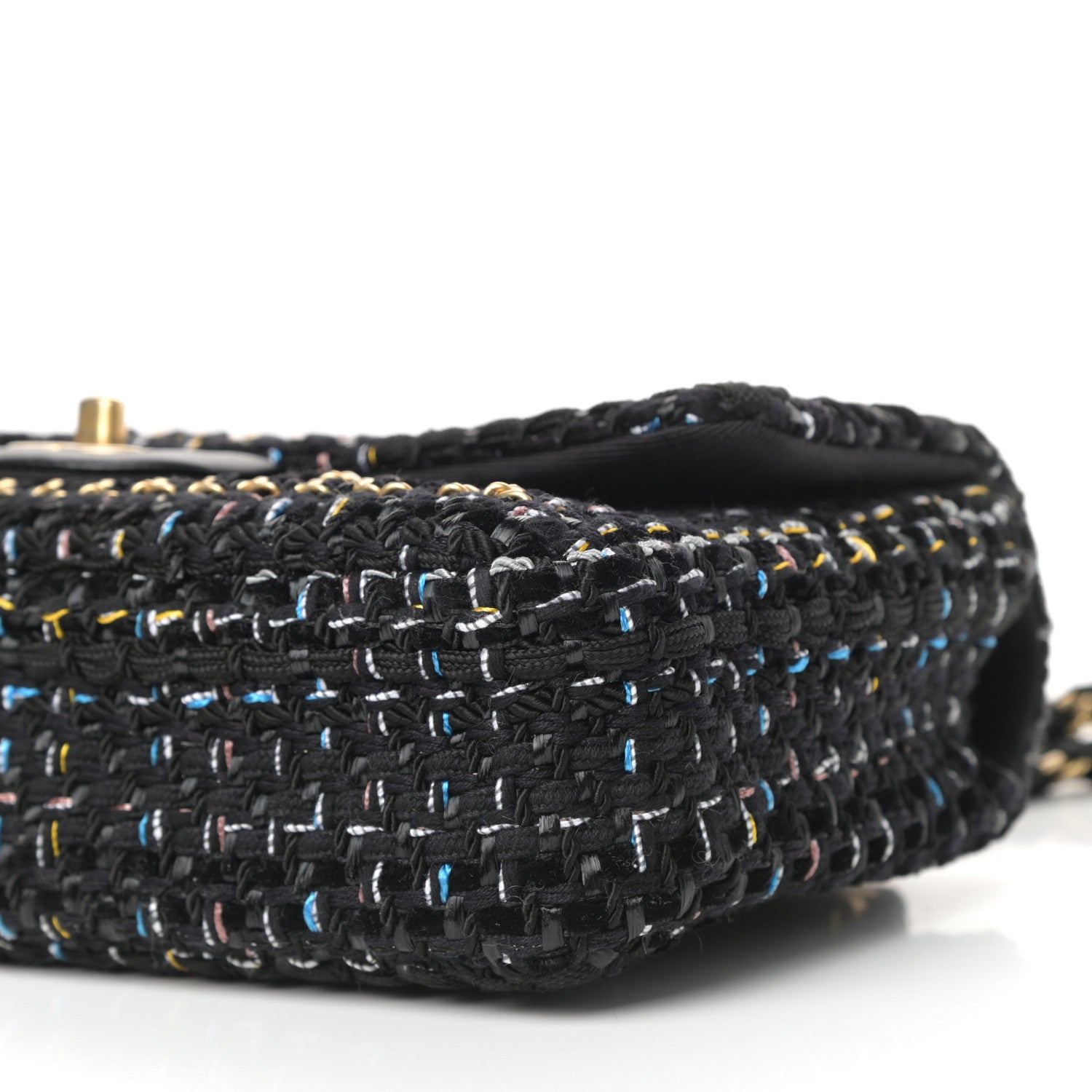 Chanel Tweed Chain Braid Medium Single Flap Black 9 of 10