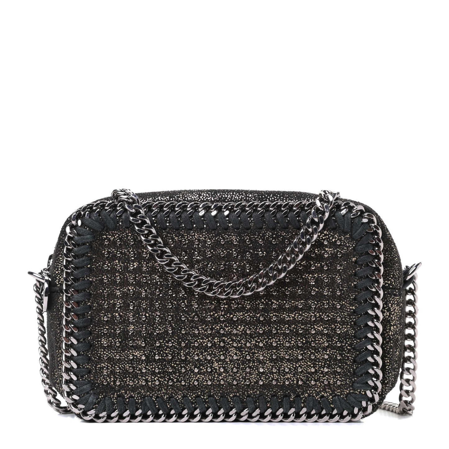 Metallic Shaggy Deer All Over Studs Falabella Crossbody Camera Bag Black