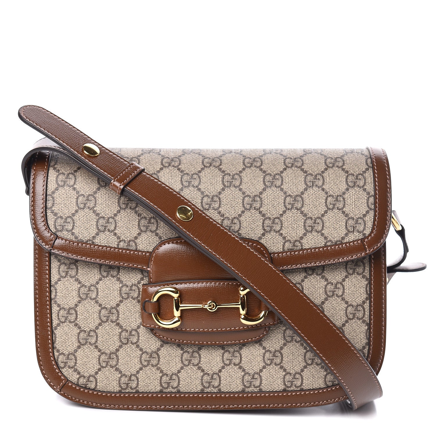 Gucci GG Supreme Monogram Horsebit 1955 Shoulder Bag Beige Brown Sugar 1 of 10