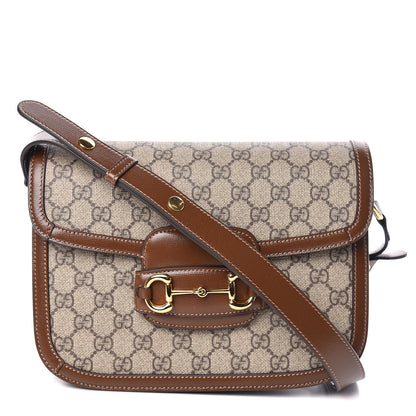 Gucci GG Supreme Monogram Horsebit 1955 Shoulder Bag Beige Brown Sugar 1 of 10