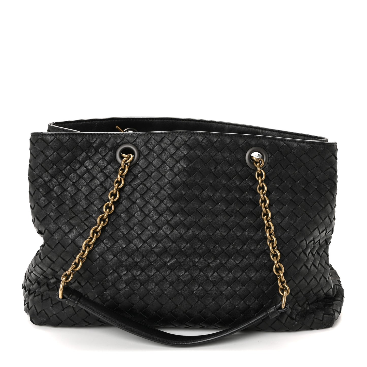 Nappa Intrecciato Medium Classic Chain Strap Tote Black