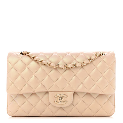 Chanel Iridescent Calfskin Quilted Medium Double Flap Beige 1 of 12