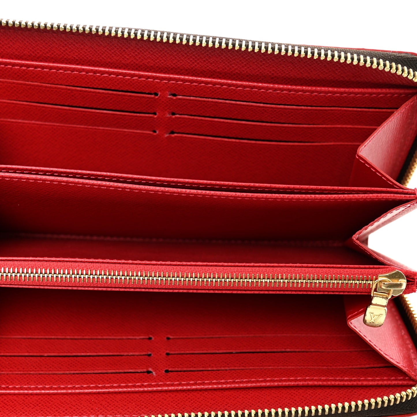 Damier Ebene Studded Zippy Wallet Cherry