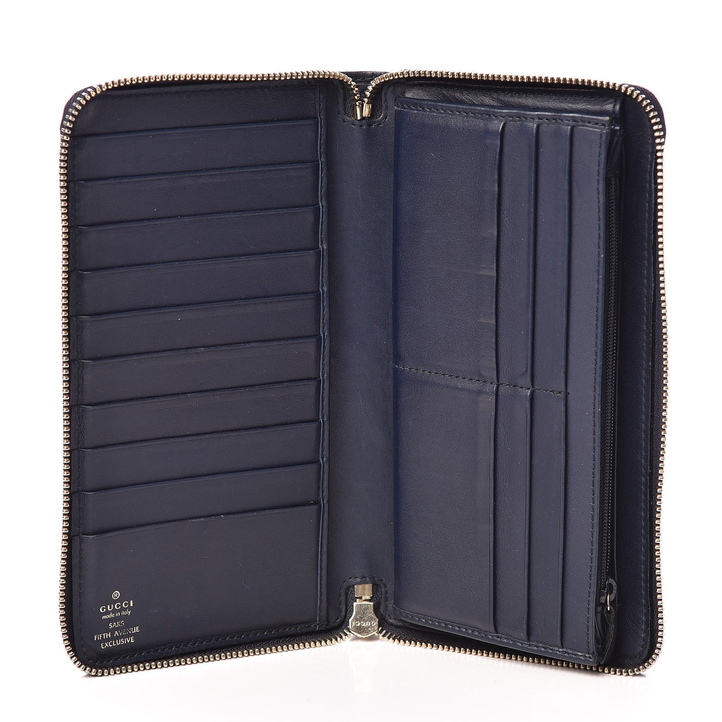Microguccissima Large Zip Around Organizer Wallet Blue