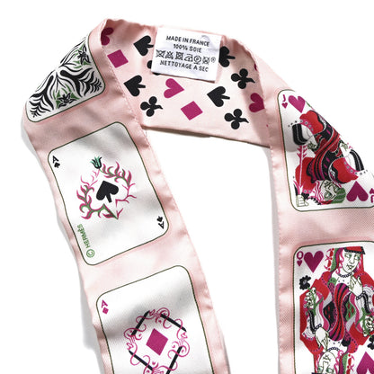 Hermes Silk Jeu de Cartes Twilly Rose Nacre Fuchsia Rouge 3 of 4
