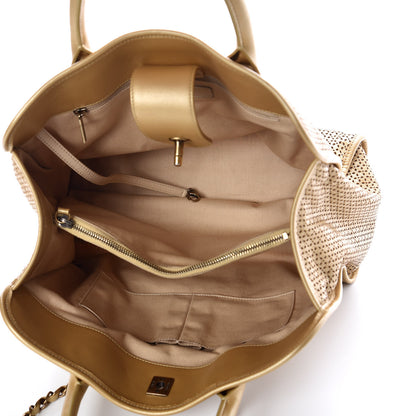 Chanel Metallic Calfskin Perforated Up In The Air Tote Gold 5 of 13