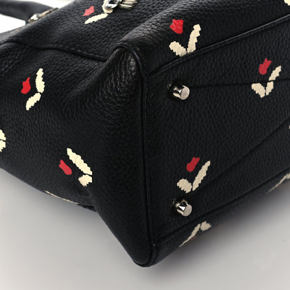 Marc Jacobs Grained Calfskin Embellished Tulip Print Tote Black Multicolor 9 of 10