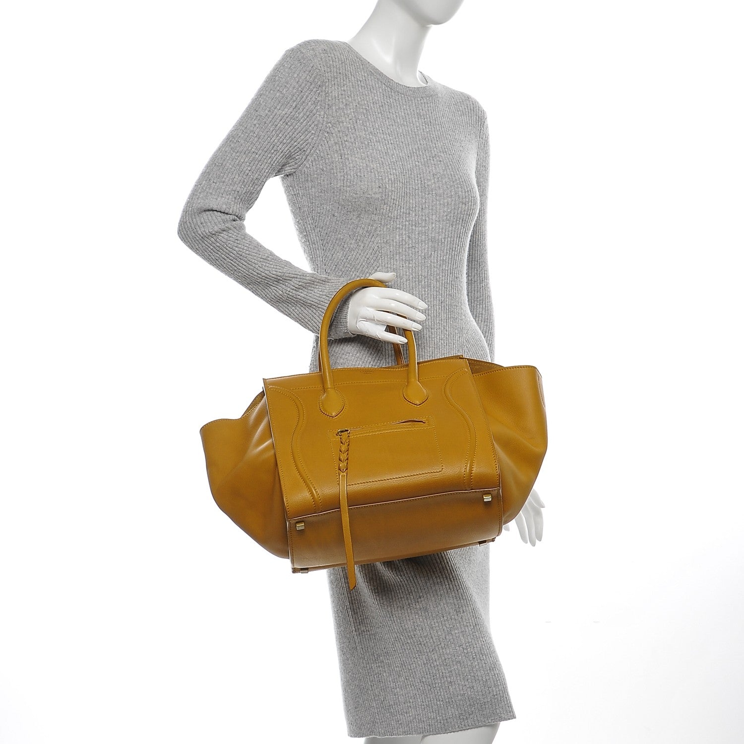 Celine Supple Calfskin Medium Phantom Luggage Curry 2 of 9