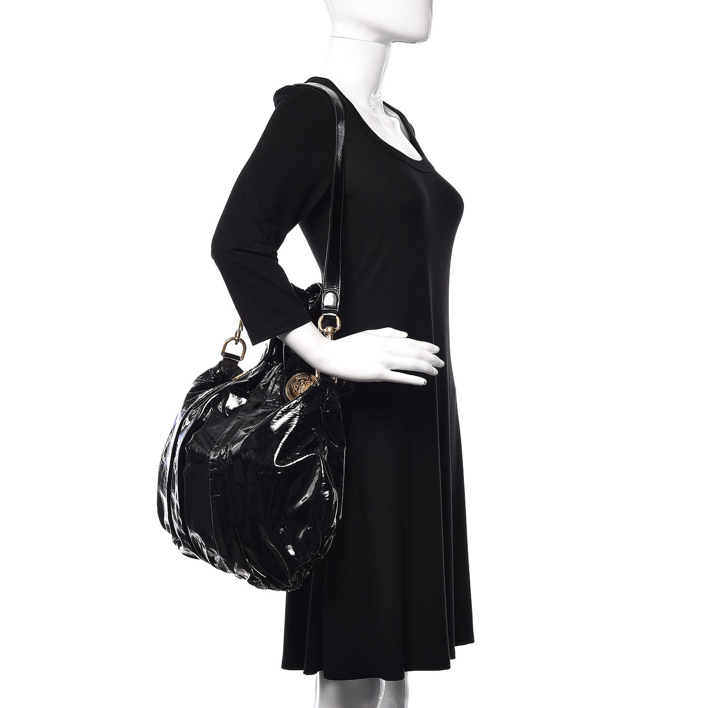 Patent Medium Hysteria Top Handle Bag Black
