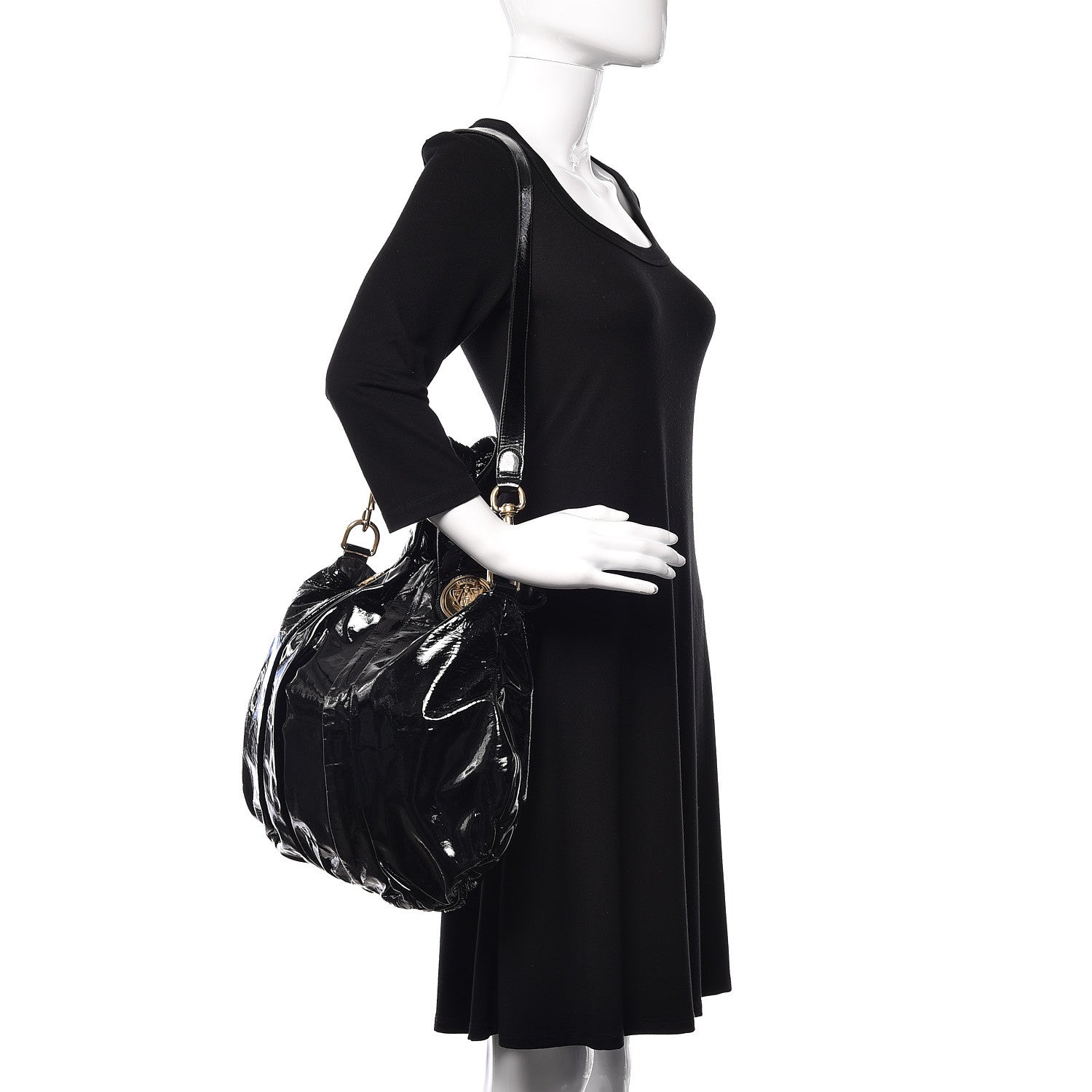 Gucci Patent Medium Hysteria Top Handle Bag Black 2 of 13