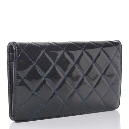 Chanel Patent Quilted Brilliant Yen Wallet Blue Fonce 3 of 15