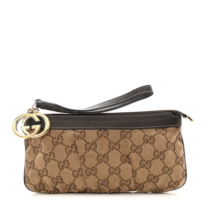 Gucci Monogram New Britt Wristlet Beige Ebony Cocoa 1 of 8