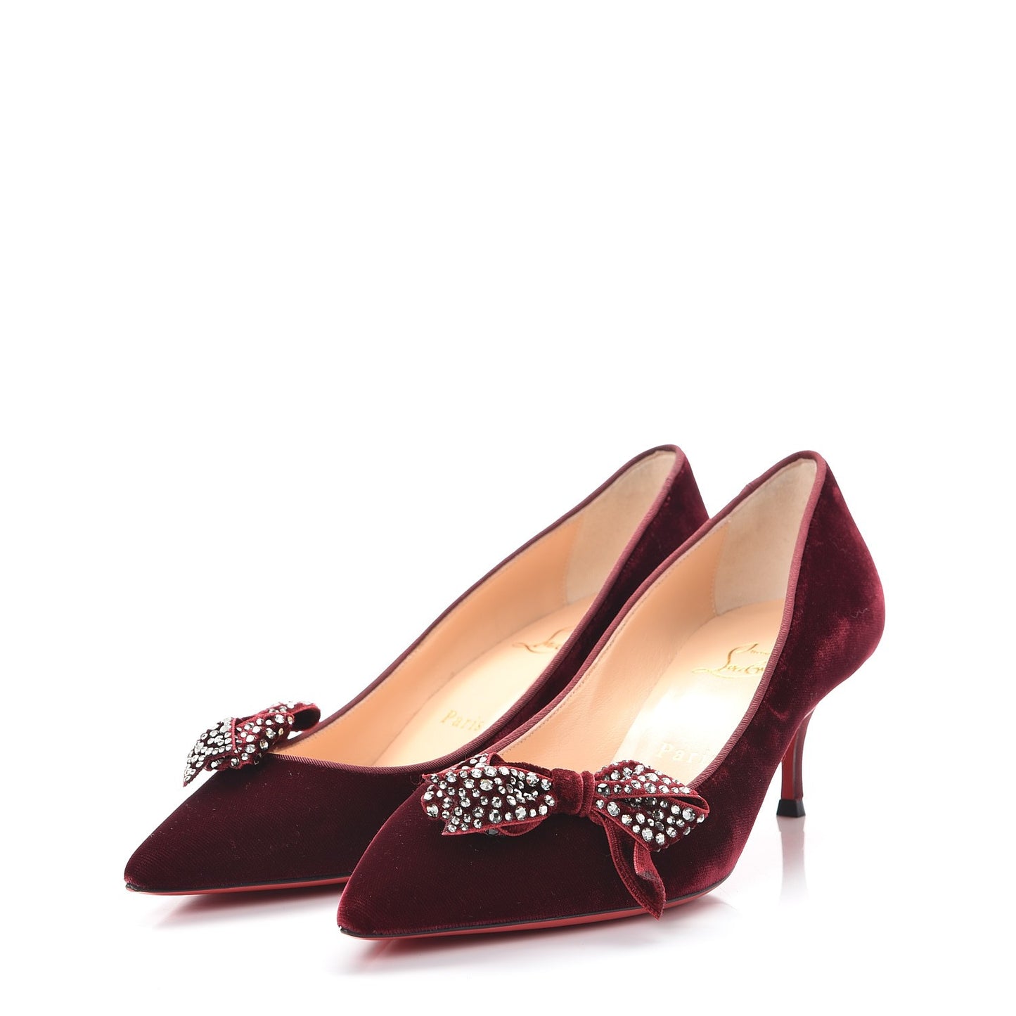 Velvet Madame Menule Bow 55 Pumps 36.5 Wine