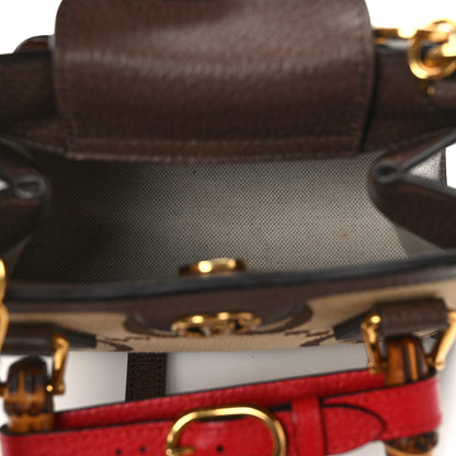 Gucci Monogram Jumbo GG Textured Dollar Calfskin Mini Diana Tote Bag Camel Ebony New Acero Pomegranate Red 5 of 9