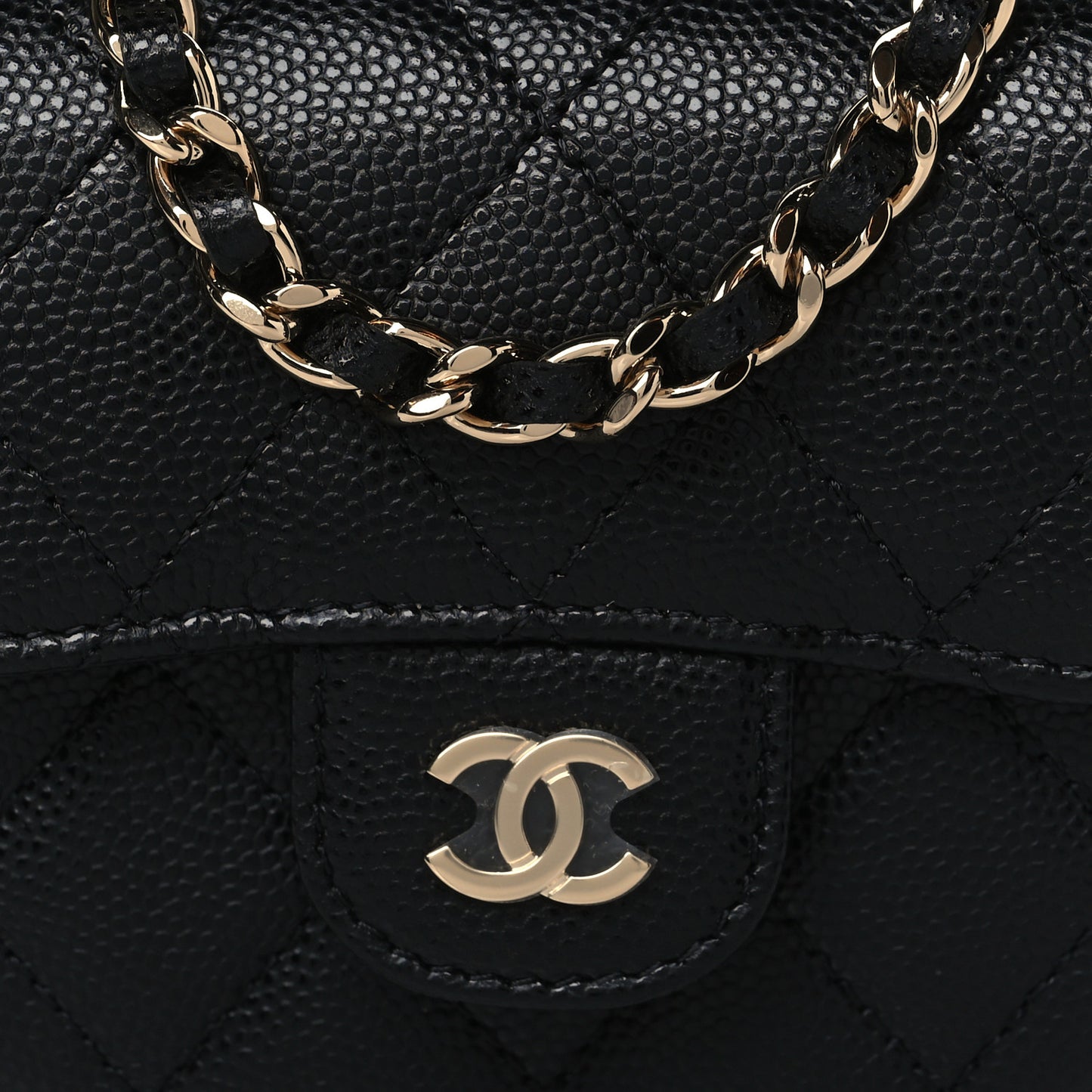 Caviar Quilted Mini Clutch With Chain Black