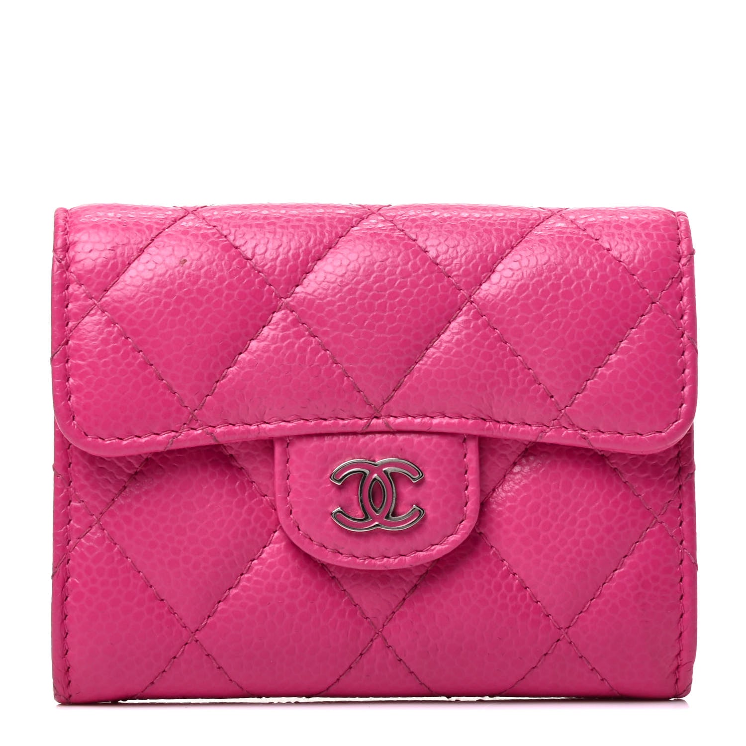 Chanel Caviar Quilted Flap Card Holder Wallet Pink 1 of 8
