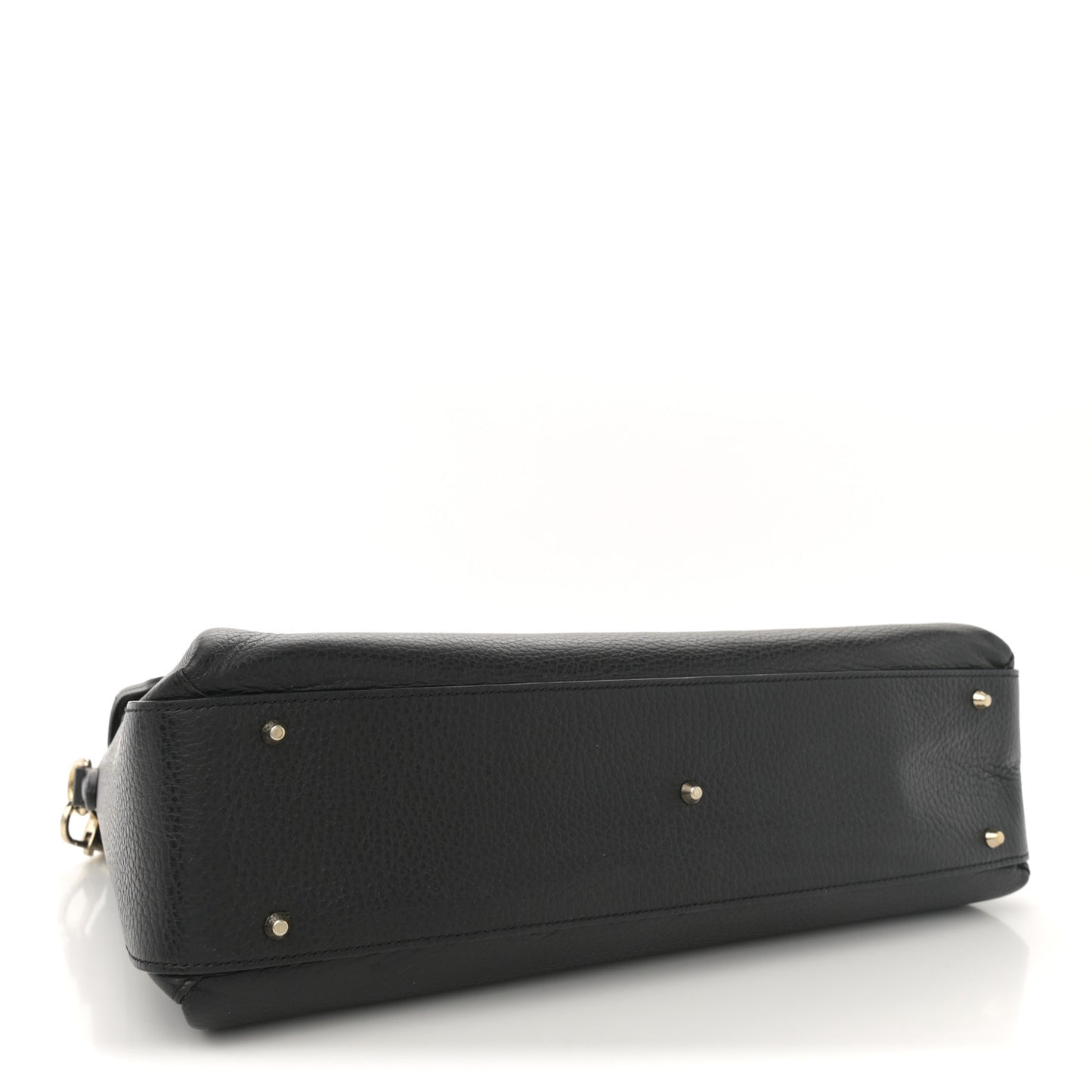 Dollar Calfskin Medium Interlocking G Top Handle Shoulder Bag Black
