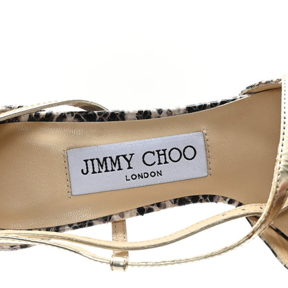 Jimmy Choo Snakeskin Mirror Calfskin Pointy Toe D'Orsay Pumps 35 Platinum Natural 9 of 9