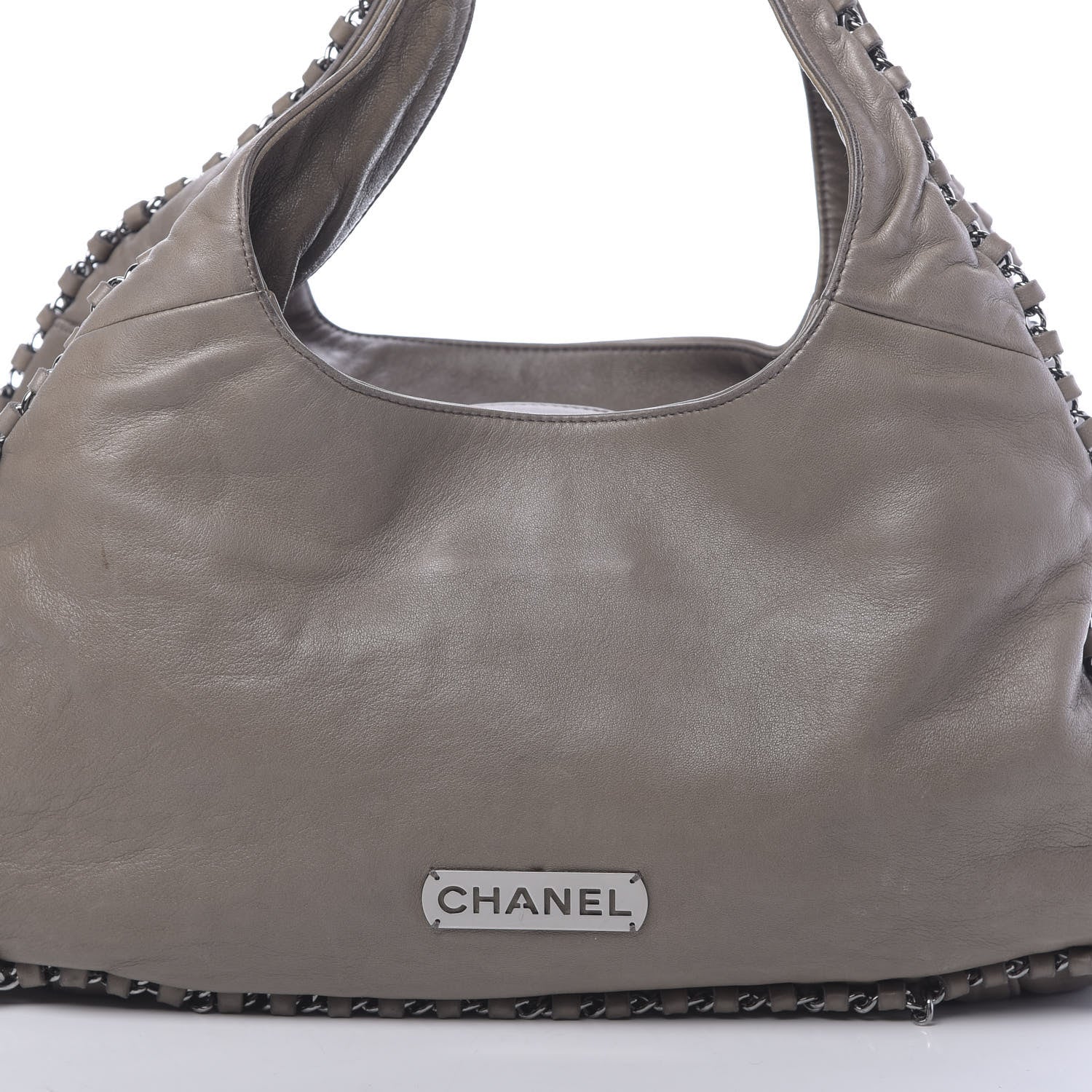 Chanel Lambskin Chain Hobo Grey 9 of 17