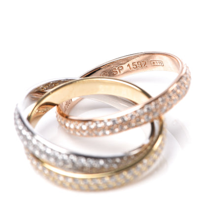 Cartier 18K White Yellow Pink Gold Diamond Small Trinity Full Paved Ring 50 5.25 4 of 6