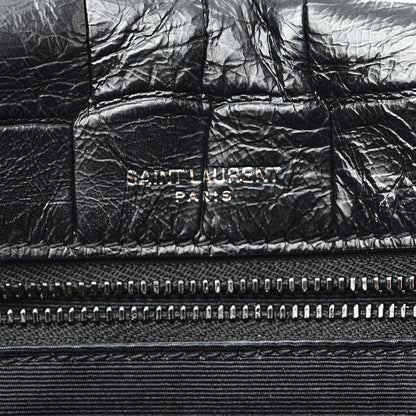 Saint Laurent Crocodile Embossed Lambskin Monogram Medium Niki Chain Satchel Black 6 of 11