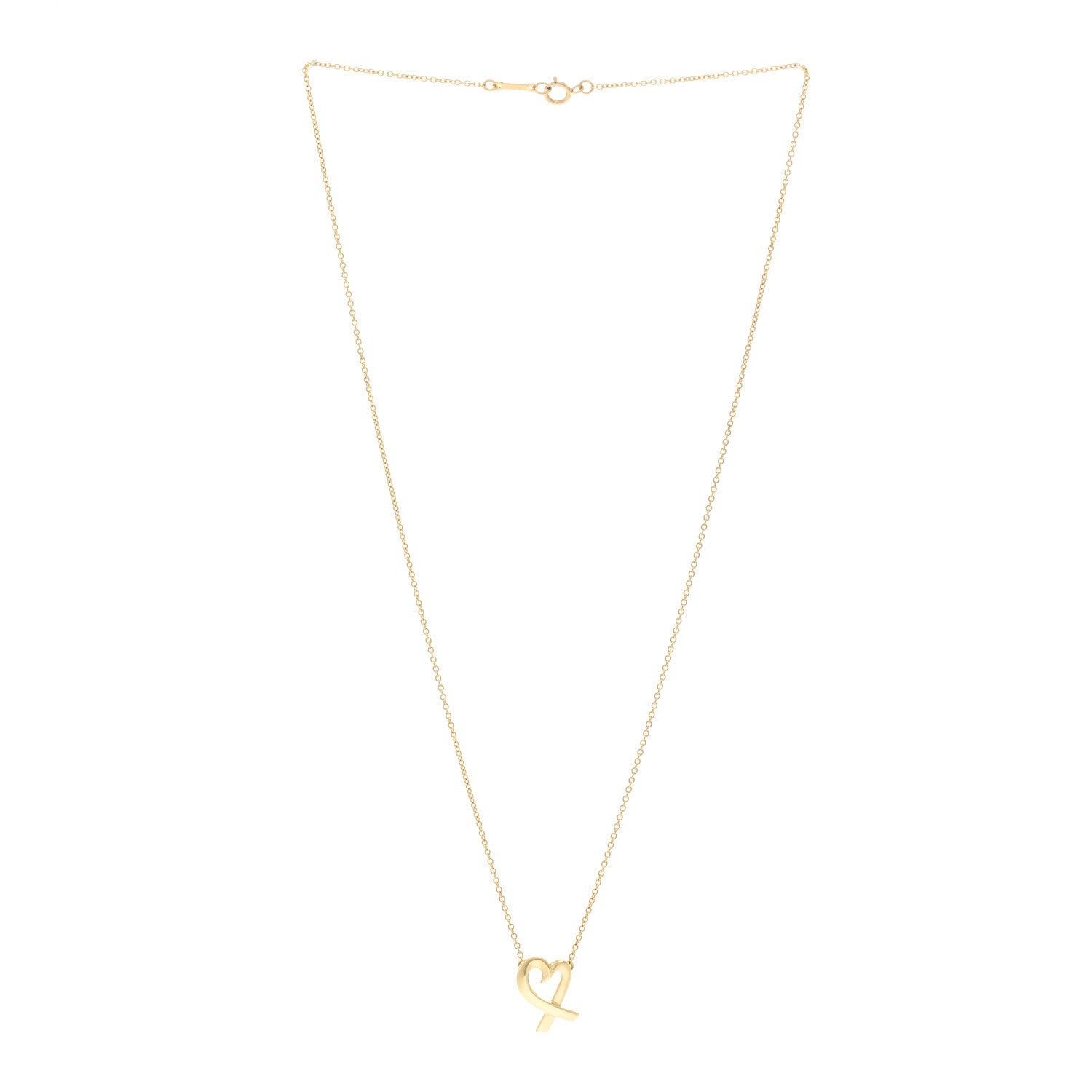 Tiffany 18K Yellow Gold Small Paloma Picasso Loving Heart Pendant Necklace 3 of 4