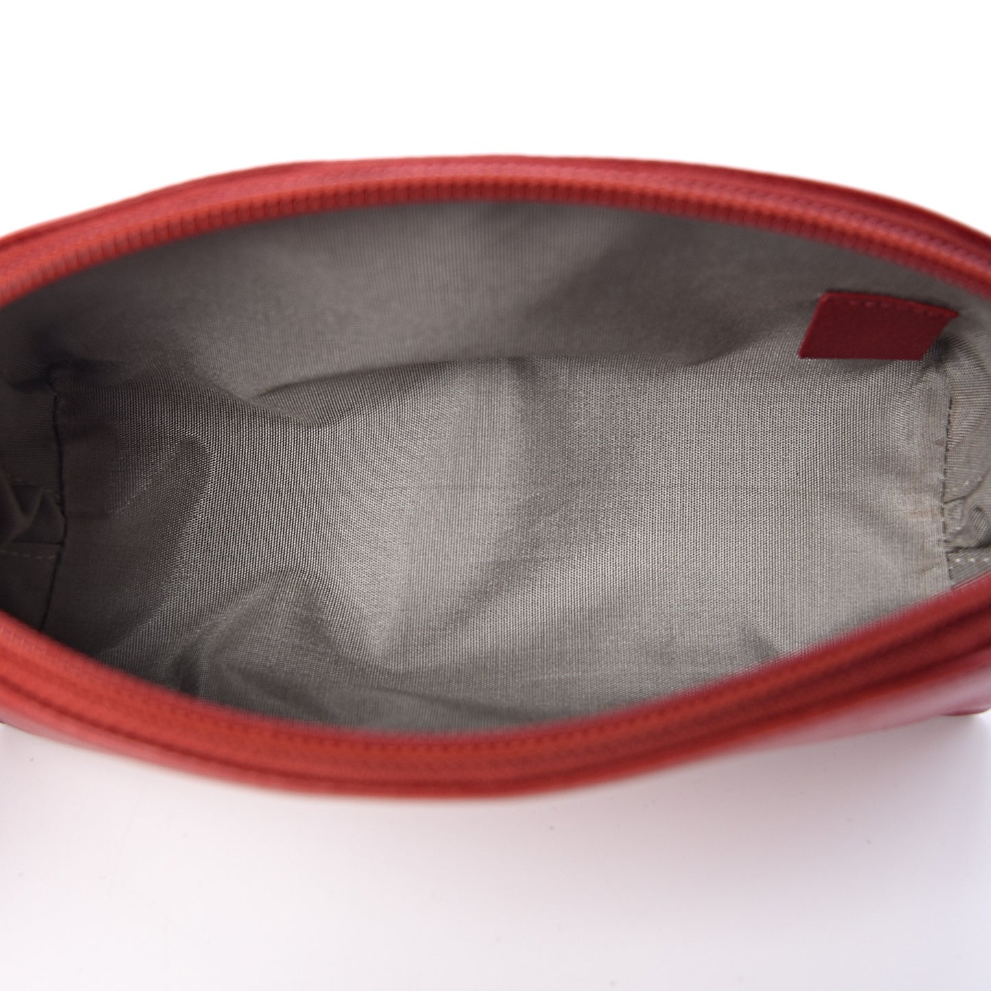 Goatskin Camellia Embossed Cosmetic Case Red