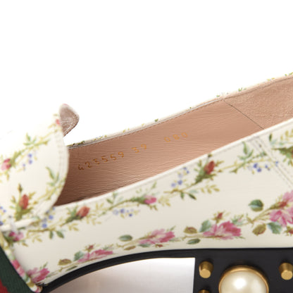 Gucci Calfskin Web Pearl Floral Embellished Peyton Loafer 39 White Multicolor 9 of 10