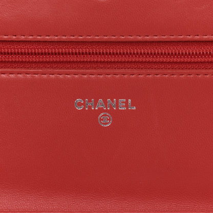 Chanel Lambskin Quilted Boy Wallet On Chain WOC Red 6 of 10
