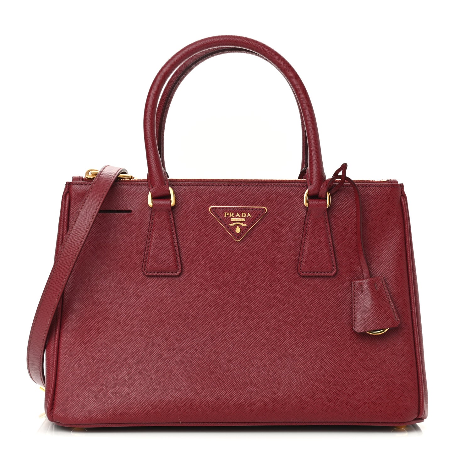 Saffiano Small Galleria Double Zip Tote Cerise